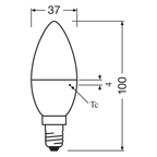 Osram LED Value Classic B 5,5-40W/827 E14 470lm warmweiß nicht dimmbar – Maßzeichnung