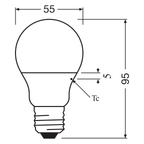 Osram LED Value Classic A 6-40W/827 E27 470lm warmweiß nicht dimmbar – Maßzeichnung