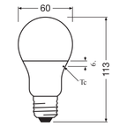 Osram LED Value Classic A 9,5-60W/840 E27 806lm matt kaltweiß – Maßzeichnung