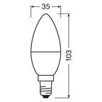 Osram LED Value Classic B 7,5-60W/827 E14 806lm matt warmweiß nicht dimmbar – Maßzeichnung