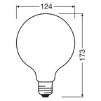 Osram LED Star Classic Globe G125 17-150W/827 E27 2452lm warmweiß – Maßzeichnung