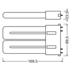 Osram / Ledvance LED Dulux F matt 130° 12-24W/840 kaltweiß 1500lm 2G10 KVG AC 220-240V – Maßzeichnung