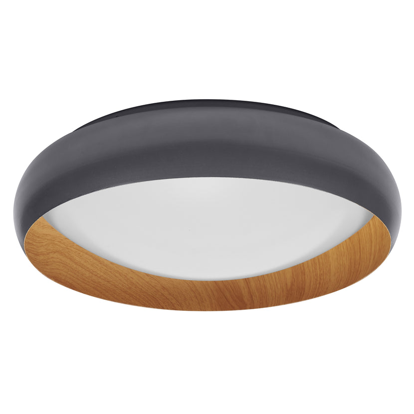 LEDVANCE Orbis Livia Deckenleuchte 430 mm 24 W 1200 lm warmweiß Click-Dim grau/Holzdekor