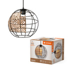 LEDVANCE Pendelleuchte Decor Cage Globe E27 schwarz/braun, ohne Leuchtmittel – Produkt mit Verpackung