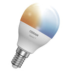 Osram LED-Tropfenlampe SMART+ Zigbee Classic P40 Tunable White 4,9W E14 dimmbar – Schrägansicht