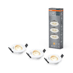 LEDVANCE LED-Einbaustrahler Simple DIM Set 3x 4,9 W 2.700 K dimmbar weiß – Produkt mit Verpackung