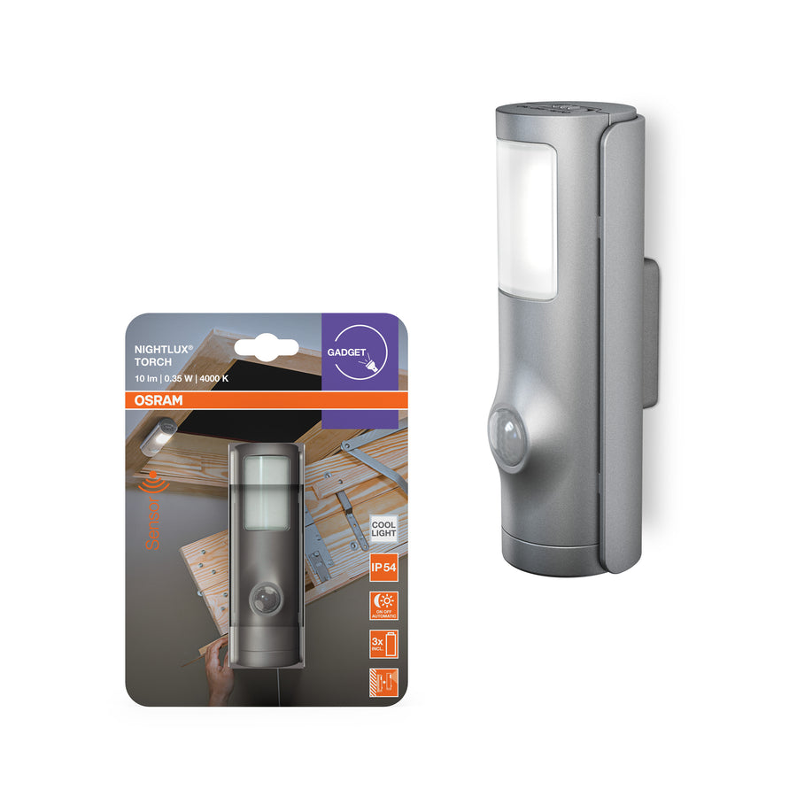 LEDVANCE LED-Nachtlicht Nightlux Torch herausnehmbar Bewegungssensor silber IP54