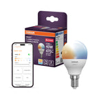 Osram LED-Tropfenlampe SMART+ Zigbee Classic P40 Tunable White 4,9W E14 dimmbar – Produkt mit Verpackung