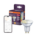 Osram LED Smart+ Zigbee Spot PAR16 45° 4,7W warmweiß 2700K 350lm GU10 dimmbar – Produkt mit Verpackung