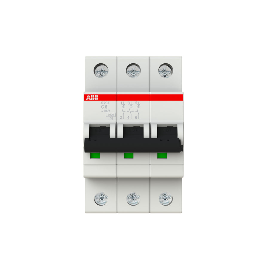 ABB Leitungsschutzschalter S203-C6 3-polig Charakteristik C 6 A 6 kA