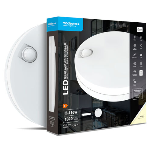 Modee LED-Deckenleuchte A-S01 18 W 4000 K 1.820 lm mit Bewegungs- und Dämmerungssensor