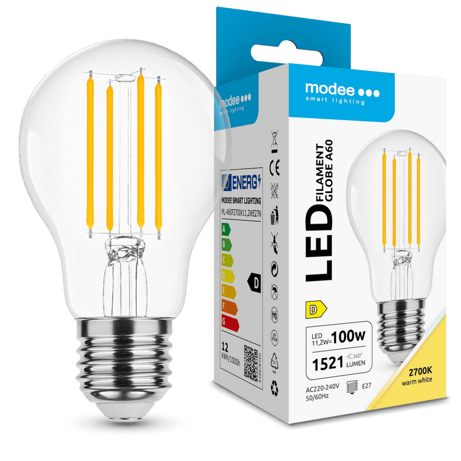 Modee LED-Lampe Filament Kugel A60 E27 360° 11,2W 1.521lm 2700K IP20