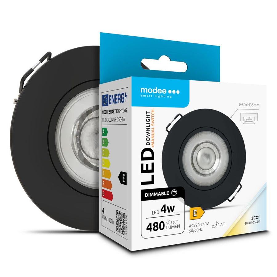 Modee LED-Downlight 3CCT D80xH32mm schwenkbar schwarz 4W 480lm IP44