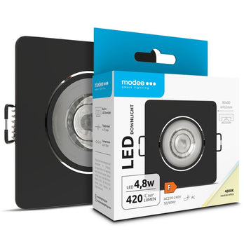 Modee LED-Downlight eckig 80xH32mm schwenkbar schwarz 4,8W 420lm 4000K IP20