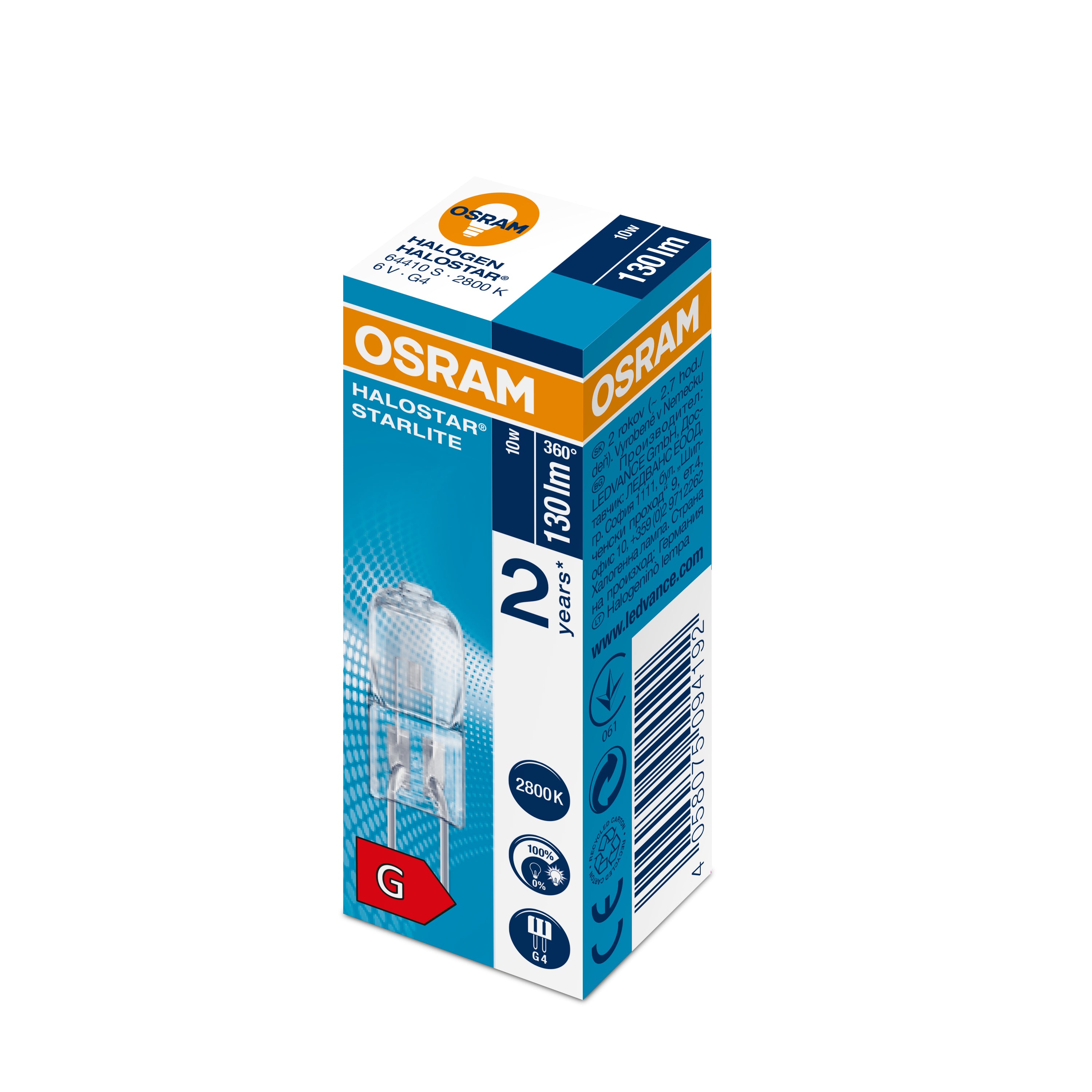OSRAM Halostar Starlite 64410 S 10W 6V 2800K G4 130lm