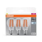 Osram LED Base Classic A Filament 11-100W/840 E27 1521lm klar kaltweiß nicht dimmbar 3er Pack – Verpackung