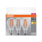 Osram LED Base Classic A Filament 7,5-75W/827 E27 1055lm klar warmweiß nicht dimmbar 3er Pack – Verpackung