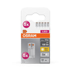 Osram LED Base 320° Pin 0,9-10W/827 warmweiß 100lm G4 12V 5er Blister – Verpackung