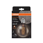 Osram / Ledvance LED Filament Vintage 1906 Globe G95 rauchig 320° 7,8-30W/818 extra warmweiß 360lm E27 220-240V dimmbar – Verpackung
