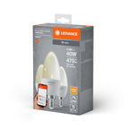 Ledvance LED WIFI Smart+ Kerze B40 matt 200° 4,9-40W/827 warmweiß 470lm E14 220-240V dimmbar 3er Pack – Verpackung