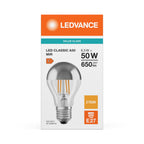 Osram / Ledvance LED Filament Classic A verspiegelt silber 300° Performance 6,5-50W/827 warmweiß 650lm E27 220-240V – Verpackung