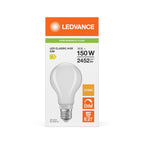 Osram / Ledvance LED Filament Classic A klar 330° Performance 18-150W/827 warmweiß 2452lm E27 220-240V dimmbar – Verpackung