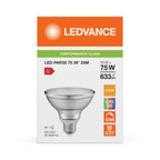 Osram / Ledvance LED Reflektor PAR30 36° Performance 10-75W/927 warmweiß 633lm E27 220-240V dimmbar – Verpackung