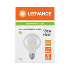 Osram / Ledvance LED Filament Globe G95 matt 300° Performance 11-100W/827 warmweiß 1521lm E27 220-240V dimmbar – Verpackung