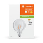 Osram / Ledvance LED Filament Globe G125 klar 300° Performance 4-40W/827 warmweiß 470lm E27 220-240V – Verpackung