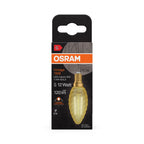 Osram / Ledvance LED Filament Vintage 1906 Kerze BW gold gedreht 300° 1,5-12W/824 extra warmweiß 120lm E14 220-240V – Verpackung
