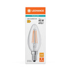 Osram / Ledvance LED Filament Kerze B klar 300° Value 4-40W/827 warmweiß 470lm E14 220-240V – Verpackung