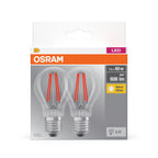Osram / Ledvance LED Filament Base Classic A klar 300° 7-60W/827 warmweiß 806lm E27 220-240V 2er Pack – Verpackung