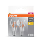 Osram / Ledvance LED Filament Base Classic A klar 300° 4-40W/827 warmweiß 470lm E27 220-240V 2er Pack – Verpackung