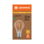 Osram / Ledvance LED Filament Classic A klar 300° Superior UltraEfficient 3,8-60W/827 warmweiß 806lm E27 220-240V – Verpackung