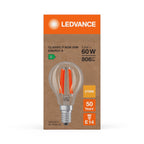 Osram / Ledvance LED Filament Superior Tropfen P klar 320° UltraEfficient 3,8-60W/827 warmweiß 806lm E14 220-240V – Verpackung