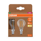 Osram / Ledvance LED Filament Tropfen P klar 320° UltraEfficient 2,2-40W/827 warmweiß 470lm E14 220-240V – Verpackung