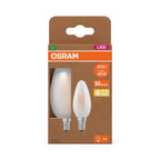 Osram / Ledvance LED Filament Kerze B matt 330° UltraEfficient 2,2-40W/827 warmweiß 470lm E14 220-240V 2er Pack – Verpackung