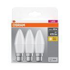 Osram / Ledvance LED Base Kerze B matt 220° 4,9-40W/827 warmweiß 470lm B22d 220-240V 3er Pack – Verpackung