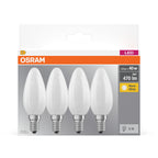 Osram / Ledvance LED Filament Base Kerze B matt 300° 4,2-40W/827 warmweiß 470lm E14 220-240V 4er Pack – Verpackung