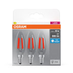 Osram / Ledvance LED Filament Base Kerze B klar 300° 5,9-60W/865 tageslichtweiß 806lm E14 220-240V 3er Pack – Verpackung