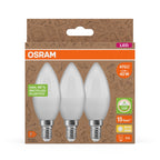 Osram / Ledvance LED Star Kerze B matt 220° 4,9-40W/827 warmweiß 470lm E14 220-240V 3er Pack – Verpackung