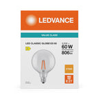 Osram / Ledvance LED Filament Globe G125 klar 300° Performance 5,9-60W/827 warmweiß 806lm E27 220-240V – Verpackung