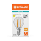 Osram / Ledvance LED Filament Tropfen P klar 300° Performance 1,8-25W/827 warmweiß 250lm E14 220-240V – Verpackung
