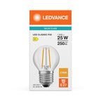 Osram / Ledvance LED Filament Tropfen P klar 300° Performance 1,8-25W/827 warmweiß 250lm E27 220-240V – Verpackung