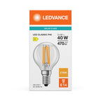 Osram / Ledvance LED Filament Tropfen P klar 300° Performance 3,4-40W/827 warmweiß 470lm E14 220-240V – Verpackung