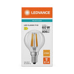 Osram / Ledvance LED Filament Tropfen P klar 300° Performance 5,9-60W/827 warmweiß 806lm E14 220-240V – Verpackung