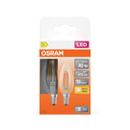 Osram / Ledvance LED Filament Star Kerze B klar 300° 3,4-40W/827 warmweiß 470lm E14 220-240V 2er Pack – Verpackung