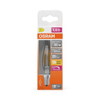 Osram / Ledvance LED Filament Superstar Kerze BA klar Windstoß 320° 3,4-40W/827 warmweiß 470lm E14 220-240V dimmbar – Verpackung