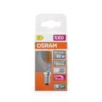 Osram / Ledvance LED Filament Superstar Tropfen P klar 320° 3,4-40W/840 kaltweiß 470lm E14 220-240V dimmbar – Verpackung
