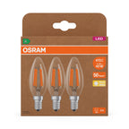 Osram / Ledvance LED Filament Kerze B klar 330° UltraEfficient 2,2-40W/827 warmweiß 470lm E14 220-240V 3er Pack – Verpackung